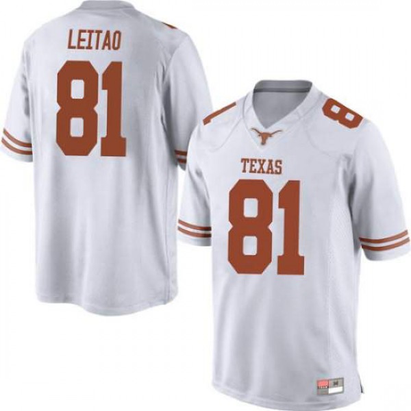 Men's Texas Longhorns #81 Reese Leitao Replica Stitched Jersey White
